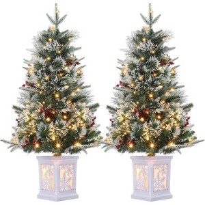Whizmax 3FT Artificial Mini Christmas Tree with Light Box Base with 78PCS 8 Mode Warm White Light Beads, Red Berry, Fireside Christmas Decoration - 1 of 4