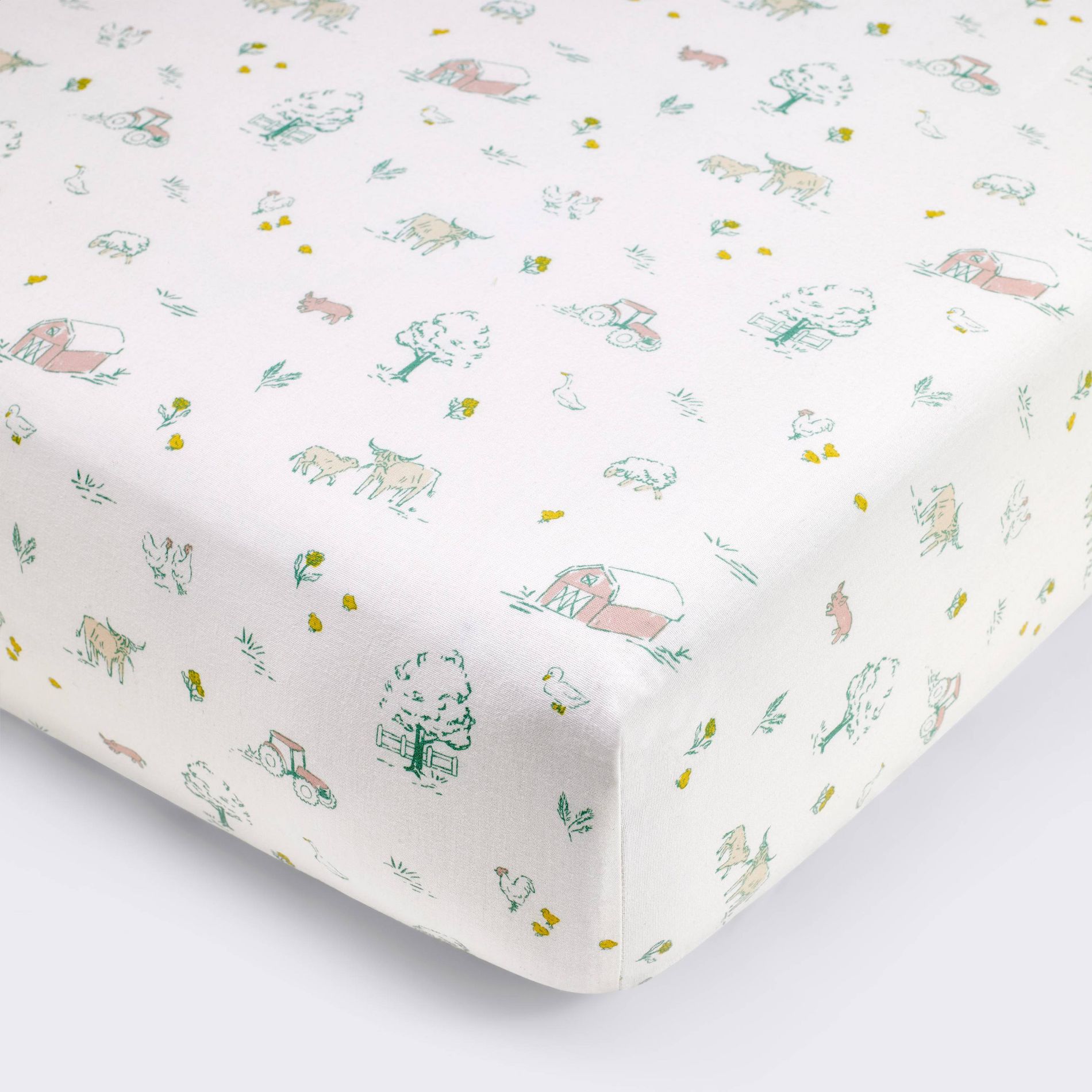 Cotton Fitted Crib Sheet - Farm Friends - Cloud Island™: 200 Thread Count, 100% Cotton