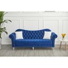 Velvet Rolled Arm Chesterfield Loveseat Sofa with Two Pillow,Tufted for Office Home - 4 of 4