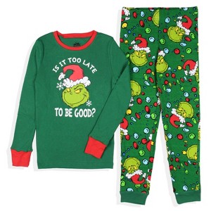 Dr. Seuss How the Grinch Stole Christmas Lights Matching Family Pajama Set - 1 of 4