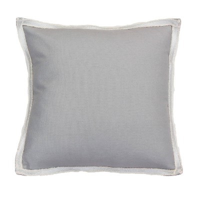 2pk 19"x19" Andi Faux Linen Metallic Flange Square Throw Pillows Silver - Decor Therapy