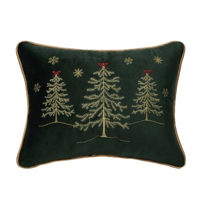 C&F Home Red Bow Christmas Tree Forest Embroidered Mini Accent Throw Pillow 12" x 16"