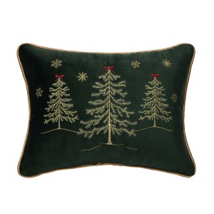 C&F Home Red Bow Christmas Tree Forest Embroidered Mini Accent Throw Pillow 12" x 16" - 1 of 4