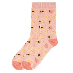 Women's Peach Novelty Face Novelty Socks - 1 of 3