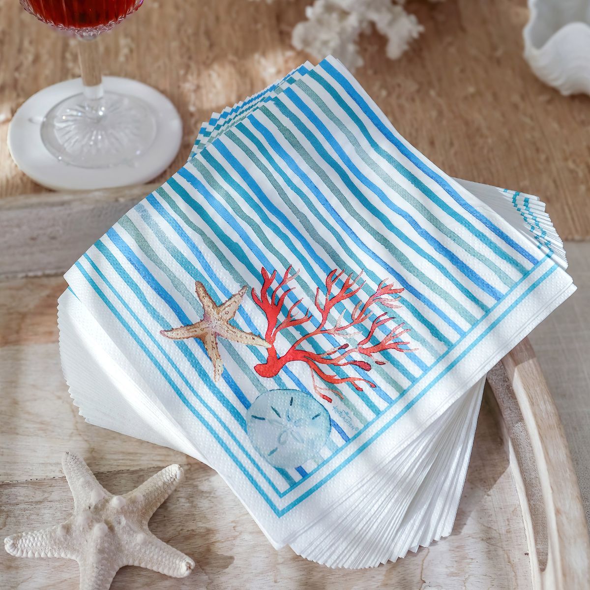 Kate Aspen Beach Party 62 Piece Coastal Party Tableware Set, Birdal Shower Decorations Plates & Napkins, Vibrant Floral Nautical (16 Guests) - thumbnail 5