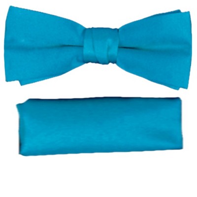 New Boy's Solid Pre Tied Bow Tie and Hanky Set