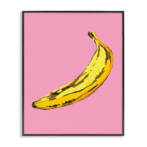 Stupell Industries Banana Pink Pop Tropical Fun Minimal Fruit Framed Giclee Art, Black, 11" x 14" - 1 of 4