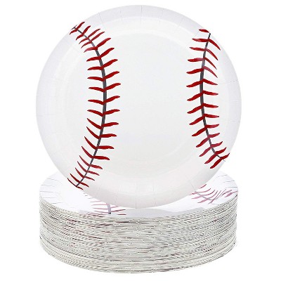 Blue Panda 80-Pack Sports Baseball Disposable Paper Plates Party Supplies, Round 9 In