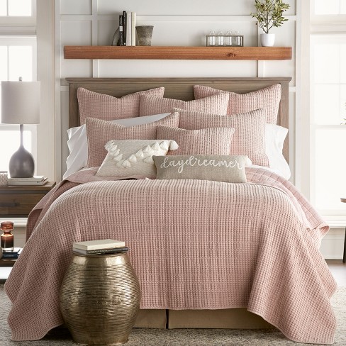 Mills Waffle Blush Quilt Set - King Quilt And Two King Pillow