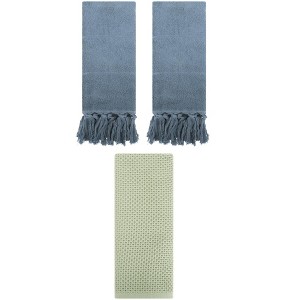 REGALWOVEN 3 Packs Cotton Soft Absorbent Tassels and Waffle Decorative Hand Towel - 1 of 4