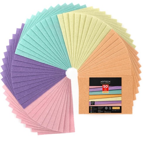 Arteza Felt Fabric, Stiff, Assorted Colors, 8.3x11.8 Sheets - 50 Pack :  Target