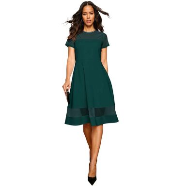 emerald green scuba dress Roaman's Women's Plus Size Illusion Yoke Dress, Size: 28, The smooth scuba crepe Size:3XL | US 14 | AUS/UK 18 Green prom dress with Off-shoulder Macy’s 8618036 Navy/Blue Dress