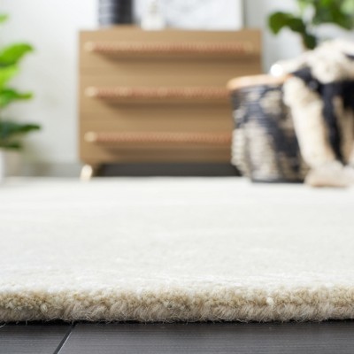 Ivory Beige 4' x 6' Hand-Tufted Wool Viscose Area Rug