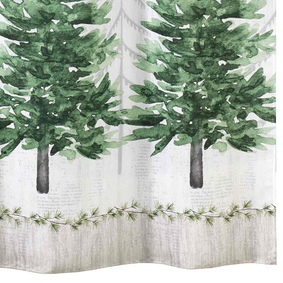 Festive Green Christmas Trees Polyester Shower Curtain