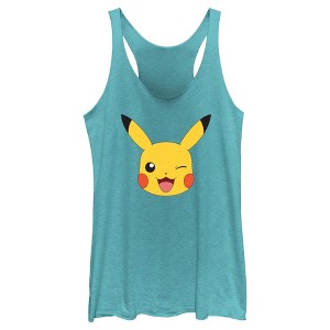 Women's Pokemon Pikachu Wink Face Racerback Tank Top - 1 of 4