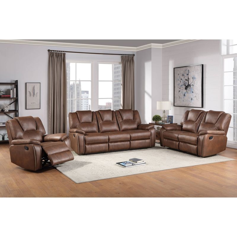 Katrine Reclining Sofa Loveseat and Chair Set Brown - Steve Silver Co., 3 of 15