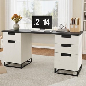 Coucheta 59 Inch Farmhouse Office Desk with 4 Drawers and Cabinet,Computer Desk for Home Office - 1 of 4