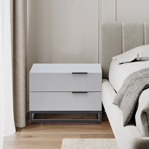 Gulches 22" Gray white Nightstand with 2 Drawer,Small Dressers for Closet,Wood Storage Cabinet for Hallway Bedroom Entryway - 1 of 4