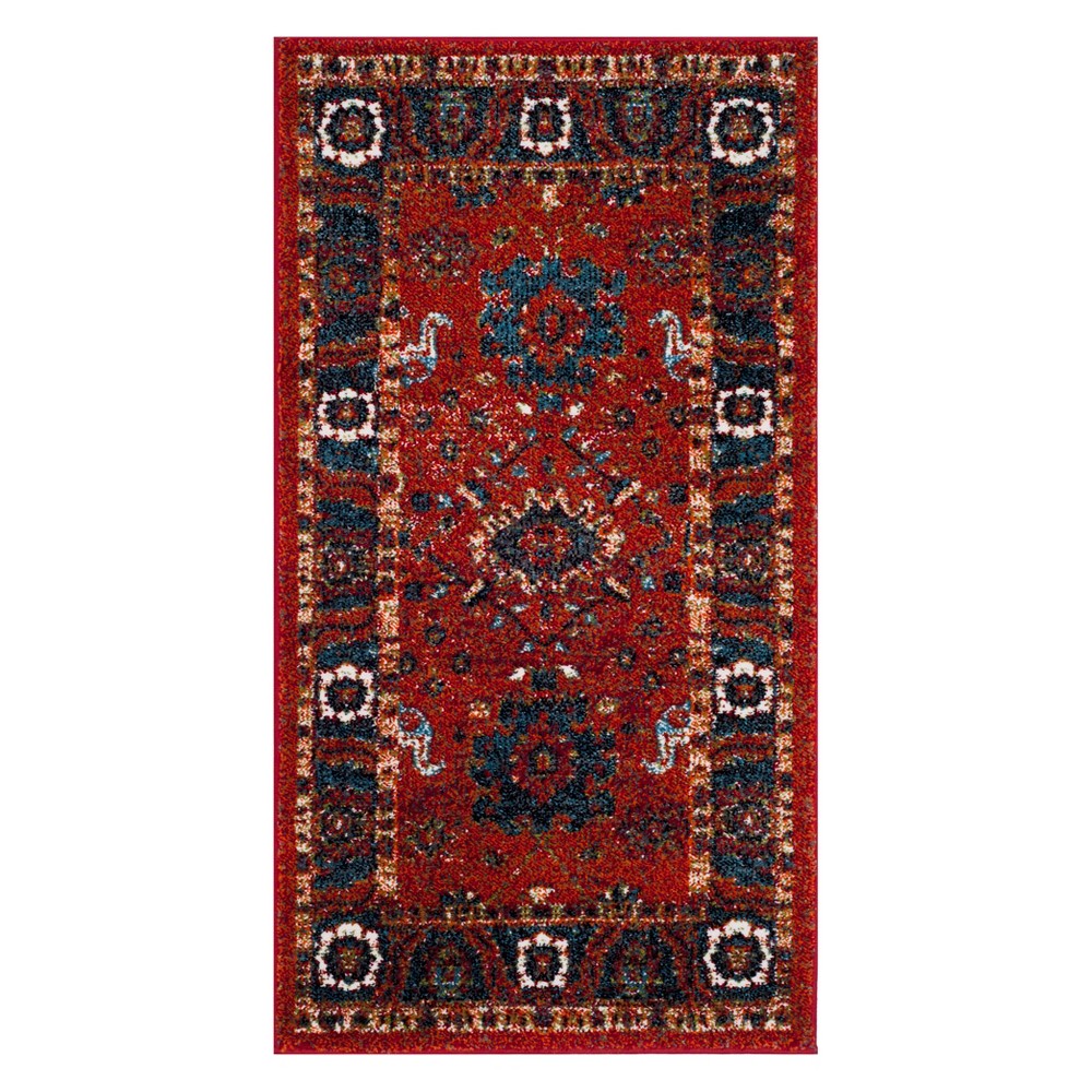  Floral Loomed Accent Rug Orange/Blue