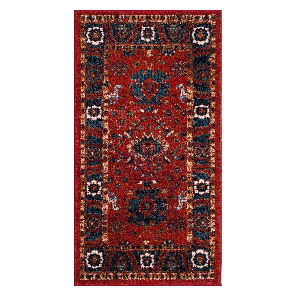 2'2inX4' Floral Loomed Accent Rug Orange/Blue - Safavieh