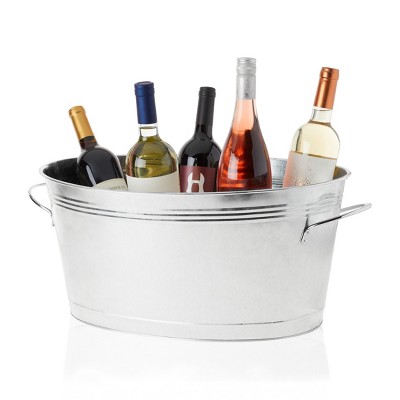 True Classic Ice Bucket, Galvanized Metal Drink Tub, Chill Wine & Beer, 6.3 Gallons, 22.75" x 9.25"