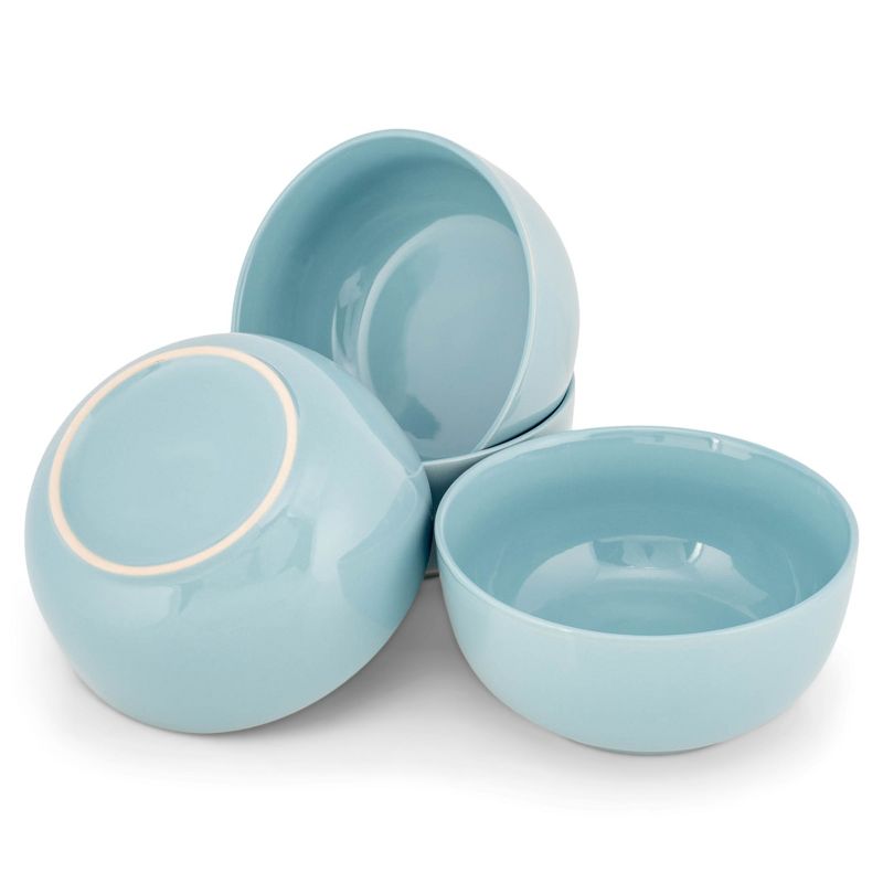 Elanze Designs Bistro Glossy Ceramic 6.5 inch Soup Bowls Set of 4, Ice Blue, 4 of 7