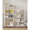 SUGIFT Storage Shelves, 5-Tier Foldable Metal Garage Shelf with Wheels, Kitchen Shelf with 3 Hooks, White - 2 of 4