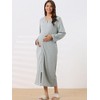 cheibear Women's Zip Up Sweatshirt Robe Hooded Long House Coat Bathrobe Fall Winter - 3 of 4
