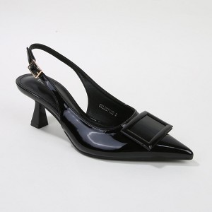 Berness Women's Celestine Patent Pointed Slingback Heels with Oversized Buckle - 1 of 4