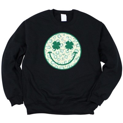 Simply Sage Market Women's Graphic Sweatshirt Clover Leopard Smiley Face St. Patrick's Day