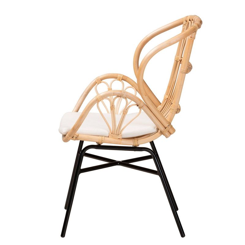 Caelia Rattan and Metal Chair Natural/Brown - bali & pari: Bohemian Style, Plush Cushion, Sturdy Crisscross Base, 5 of 12