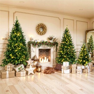 NicBex Prelit Artificial Christmas Tree Hinged Full Trees Set of 3 with Branch Tips and LED Lights for Indoor Decor, Green - 1 of 4