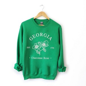 Simply Sage Market Women's Graphic Sweatshirt Embroidered Georgia Cherokee Rose - WHITE - 1 of 4