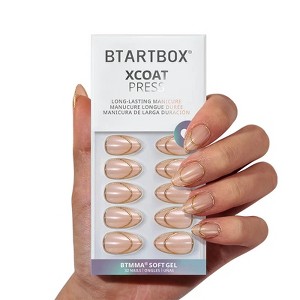 BTArtbox Press-On Nails -Double Gold -Short Almond - 32ct - 1 of 4