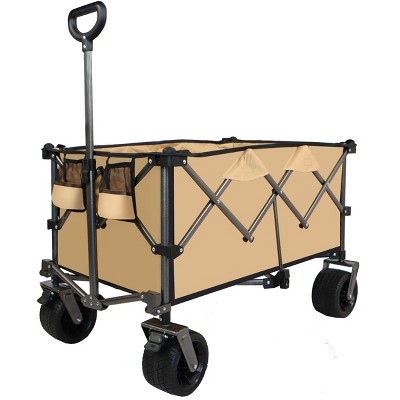 YONWAY Foldable Utility Wagon with All-Terrain Wheels,Heavy-Duty Steel Frame Collapsible Cart,Large Capacity Outdoor Garden Wagon