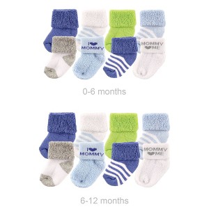 Luvable Friends Infant Boys Grow with Me Cotton Terry Socks, Blue Mom, 0-6 and 6-12 Months - 1 of 1
