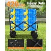 Collapsible Wagon Cart, Foldable Utility Cart with 360° All-Terrain Wheels & Cup Holders for Beach, Camping, Gardening, Groceries - 4 of 4