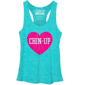 Women's CHIN UP Logo Heart Racerback Tank Top - 1 of 4