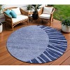 Navy Blue And Sky Blue Abstract Washable Indoor Outdoor Area Rug - 2 of 4