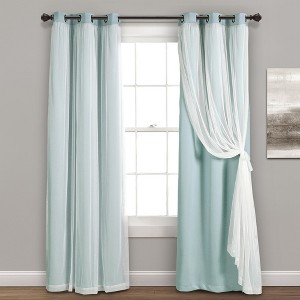 Home Boutique Grommet Sheer Panels with Insulated Blackout Lining Blue Set 38X84 - 1 of 1