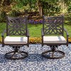 2pk Outdoor Extra Wide Cast Aluminum Swivel Chairs with Cushions - Captiva Designs: Rust-Resistant with Water-Resistant Covers - 2 of 4
