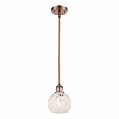 White Mouchette - 1 Light Stem Hung Mini Pendant In Modern Style-8 Inches Tall and 6 Inches Wide