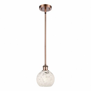 White Mouchette - 1 Light Stem Hung Mini Pendant In Modern Style-8 Inches Tall and 6 Inches Wide - 1 of 1