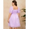 Clearlove Mini Dress for Plus Size Women Square Neck Puff Sleeve Babydoll Mesh Tulle Dress - 4 of 4