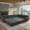 118" Oversized L-Shaped Chenille Sectional Sofa with Pull-Out Bed, Nailhead Trim & Rolled Arms, Convertible Sleeper Couch with Storage for Living Room - 3 of 4