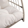 Sapphtopaz Outdoor Porch Swing Chair Rattan Egg-Shaped Swing Leisure Patio Swing Hanging Chair with Cushions and Chain for Indoor, Terrace - 2 of 4