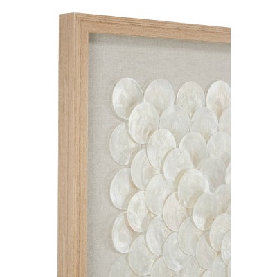 Cream Geometric Handmade Shell Shadow Box Wall Art Set