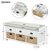 Lyngins Chic Storage Bench with 3 Drawers & Wicker Baskets – Removable Cushion, Entryway Bench, Acacia Wood Ottoman with Storage, Foot Stool - 2 of 4