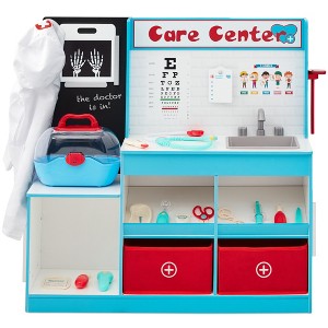 Best Choice Products Pretend Play Doctor's Office, Wooden Toy Set for Kids w/ Carrying Case, Accessories Included - 1 of 4