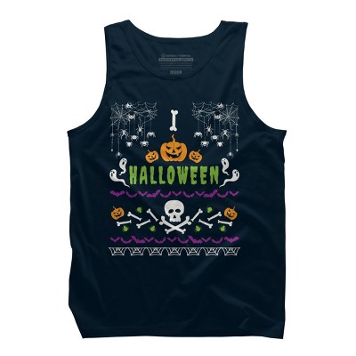 Men's Design By Humans Halloween Lover Ugly Sweater By machmigo Tank Top